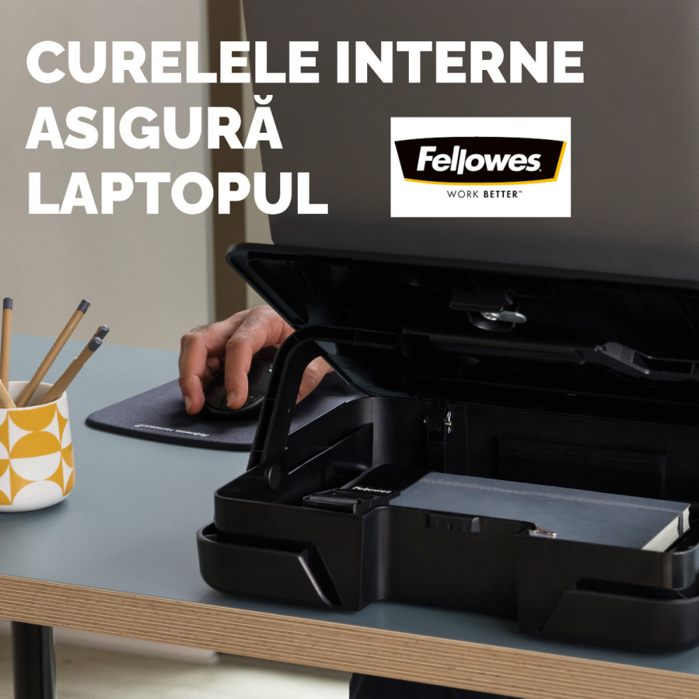 Geanta laptop cu suport ergonomic inclus, Fellowes Breyta, 2 in 1, 5 inaltimi, pentru laptop pana la 14 inch (4 kg), negru [5]