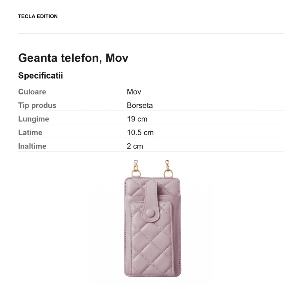 Geanta telefon 19 x 10,5 x 2 cm, Mov [3]