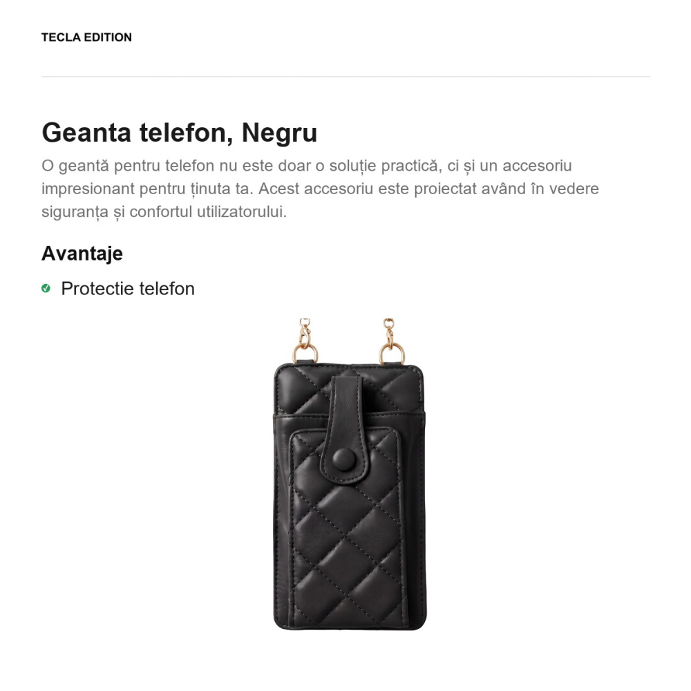 Geanta telefon 19 x 10,5 x 2 cm, Negru [2]