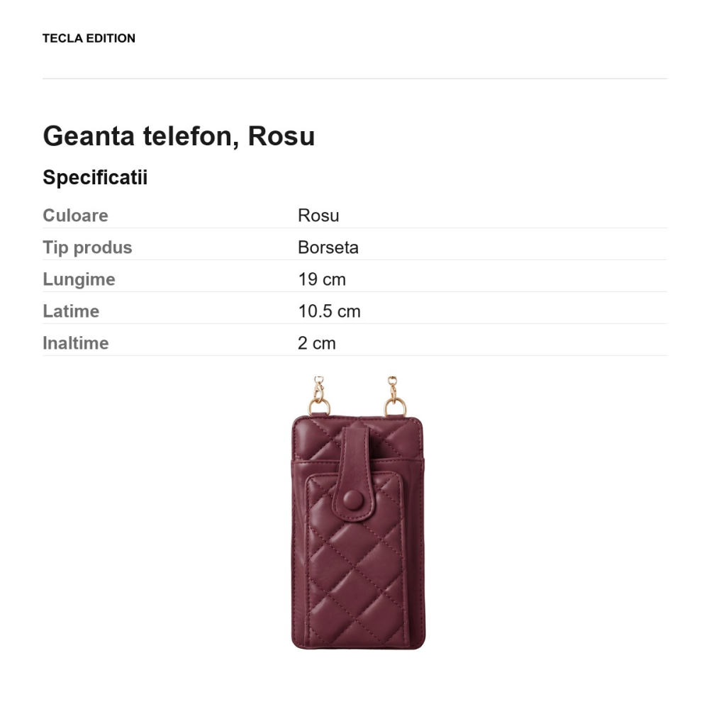 Geanta telefon 19 x 10,5 x 2 cm, Rosu [3]