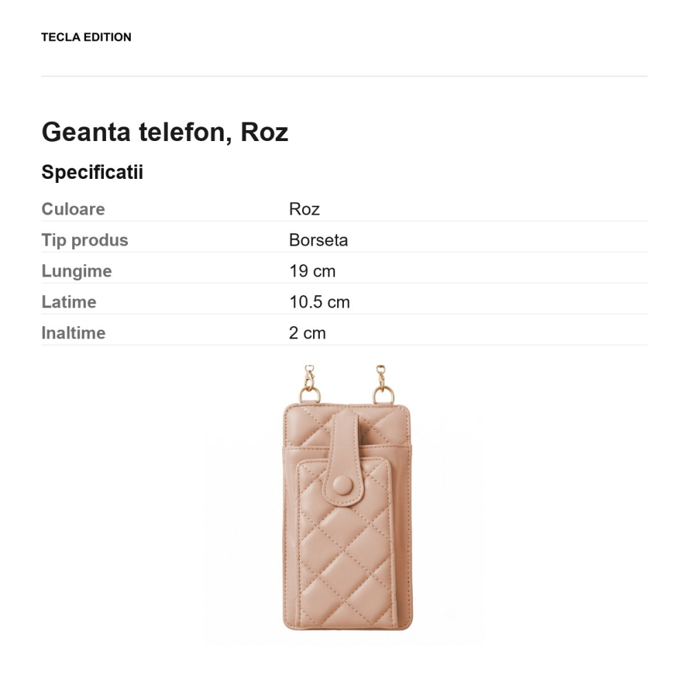 Geanta telefon 19 x 10,5 x 2 cm, Roz [3]