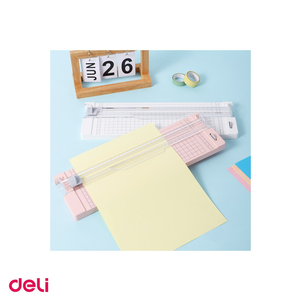 Ghilotina cu disc Deli A4, taiere in ambele sensuri, aproximativ 5 coli de 70 g/mp, ghidaj si marcaje de masurare, baza antiderapanta, 370x115x20 mm [5]