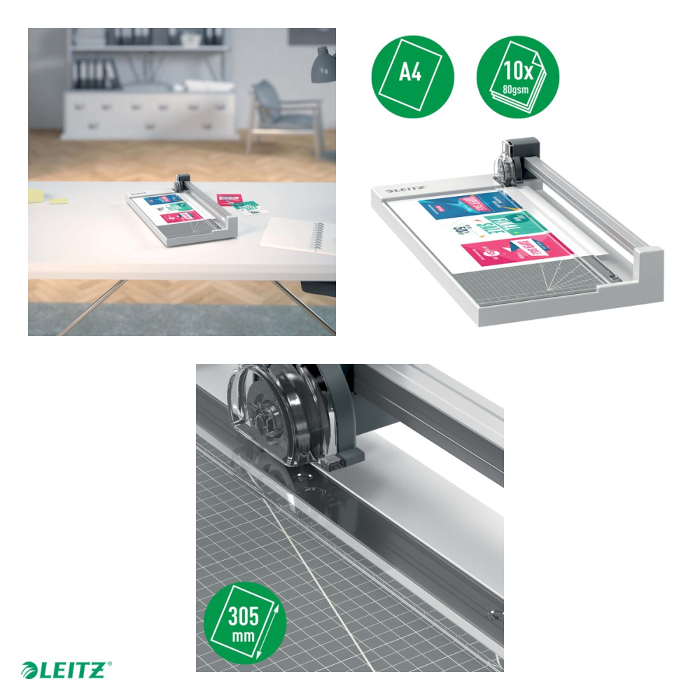 Ghilotina cu disc Leitz Home Office Precision A4, 10 coli de 80 g/mp, lama din otel inoxidabil capsulata, clema transparenta, 410x209x77 mm [4]