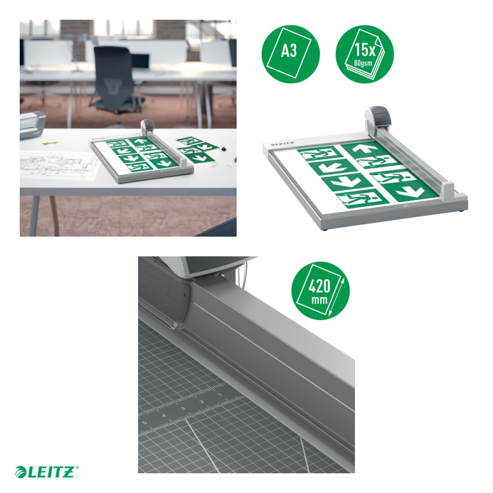 Ghilotina cu disc Leitz Office Precision A3, 15 coli de 80 g/mp, lama rotativa din otel inoxidabil, cartuse de lame drepte, ondulate sau perforante [4]