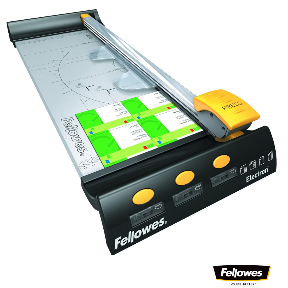 Ghilotina cu disc rotativ, Fellowes Electron A4, pentru birouri mici, taiere A4, capacitate 10 coli, sistem SafeCut, baza metalica [2]