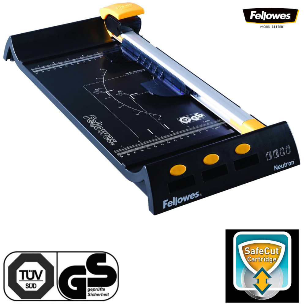 Ghilotina cu disc rotativ, Fellowes Neutron A4, pentru acasa si birou, taiere A4, capacitate 10 coli, sistem SafeCut [3]