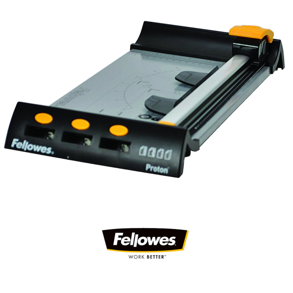 Ghilotina cu disc rotativ, Fellowes Proton A4, pentru birou mic si acasa, taiere A4, capacitate 10 coli, sistem SafeCut, baza metalica [3]