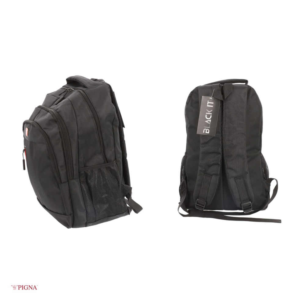 Ghiozdan Pigna Black IT, din poliester, pentru laptop 15.6 inchi, 4 fermoare, negru, 44x32x29 cm [4]