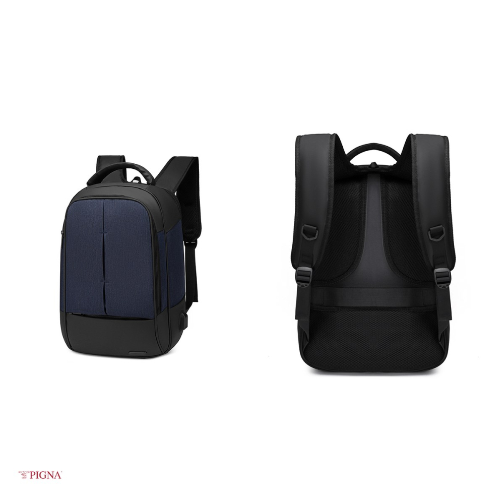Ghiozdan Pigna Black Laptop USB, din poliester, pentru gimnaziu sau liceu, negru, 45x30x10 cm [4]