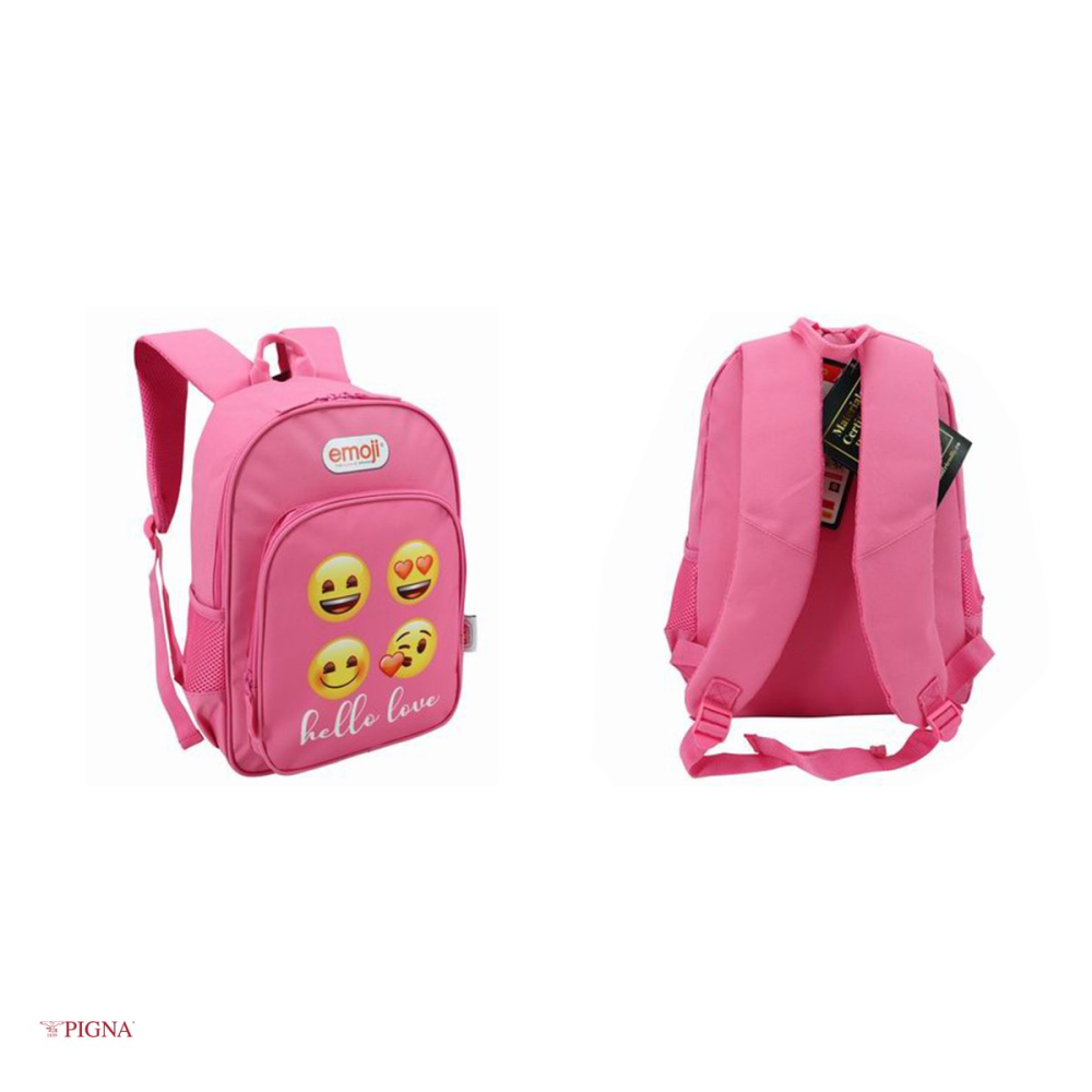 Ghiozdan Pigna Classic Emoji, din poliester, pentru prescolari, 2 fermoare, roz, 38x27x12 cm [4]