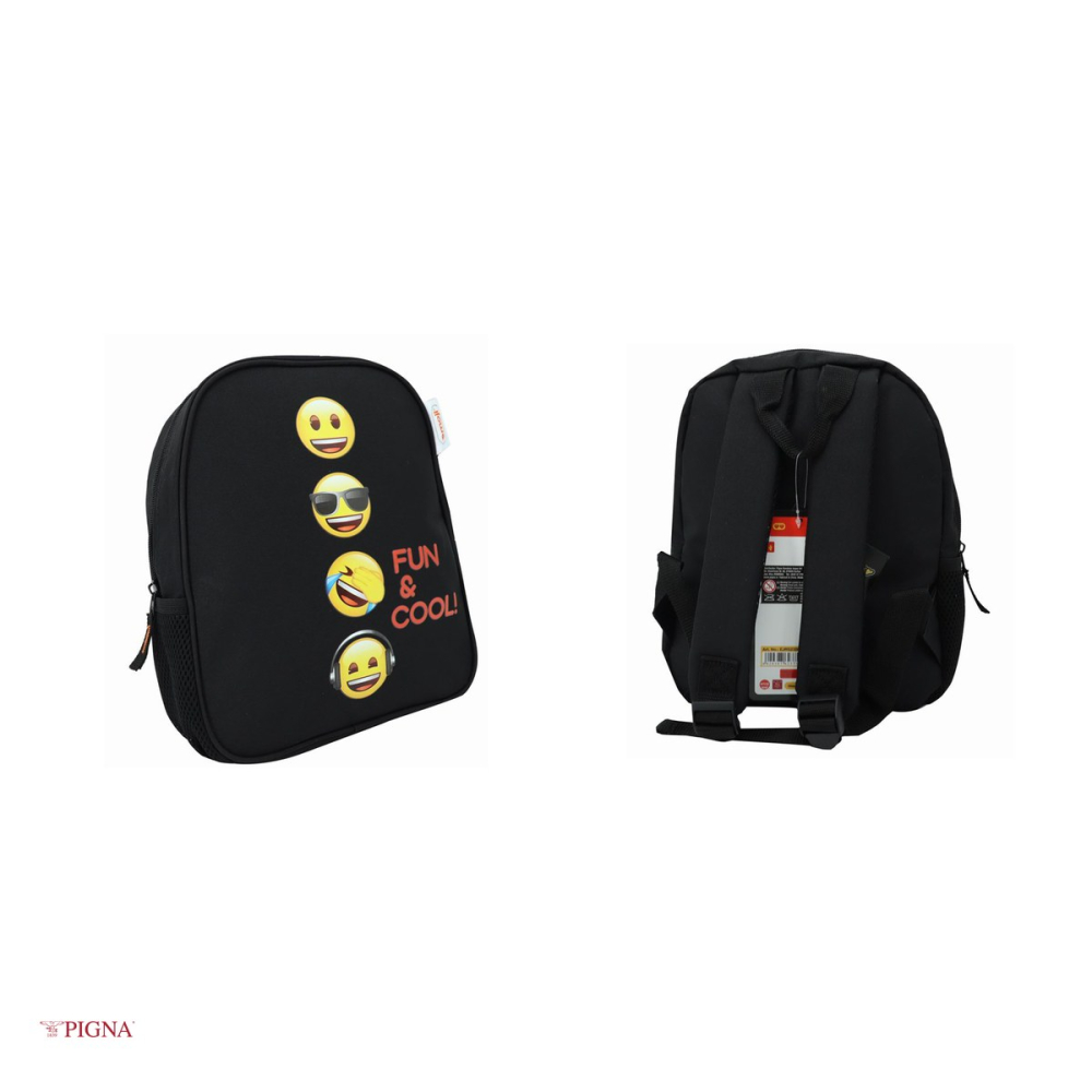 Ghiozdan Pigna Classic Emoji, din poliester, pentru prescolari, negru, 28x24 mm [4]
