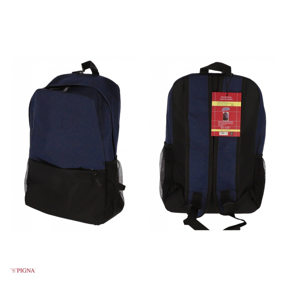 Ghiozdan Pigna, din poliester, capacitate 14.5 l, pentru scoala generala, I-IV 2 fermoare, albastru, 29x13 cm [4]