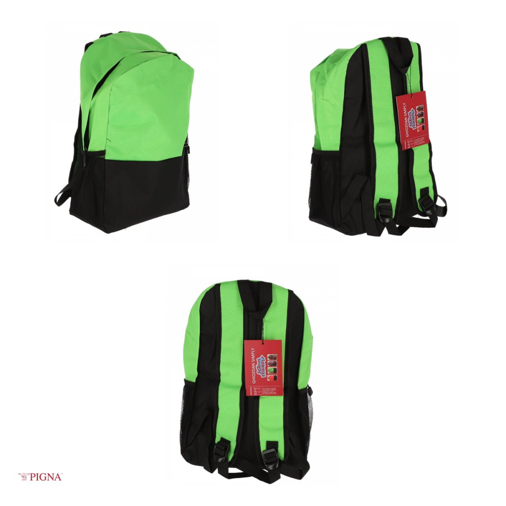 Ghiozdan Pigna, din poliester, capacitate 14.5 l, pentru scoala generala, I-IV 2 fermoare, verde, 29x13 cm [4]