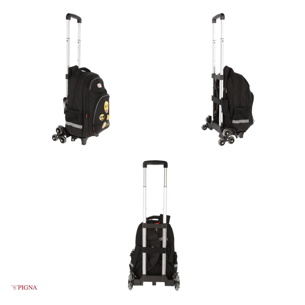 Ghiozdan Pigna Emoji, din poliester, troller clasele I-IV, negru [4]