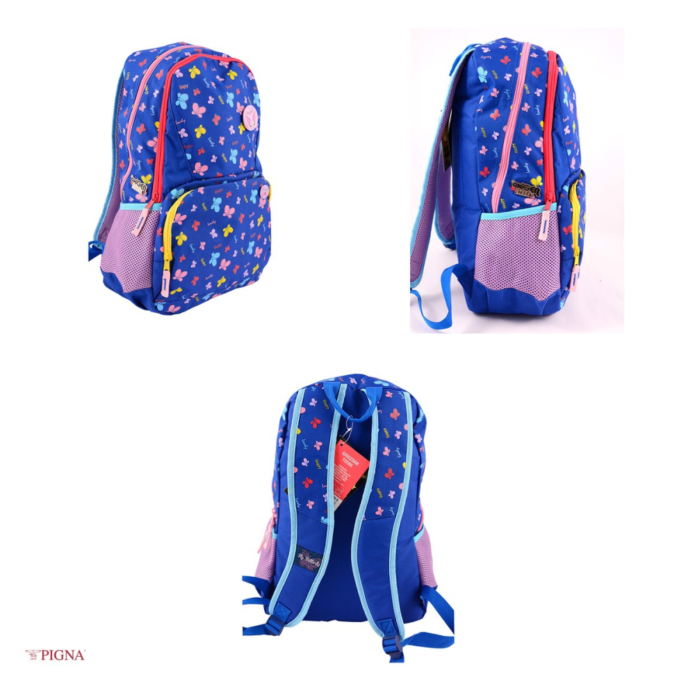 Ghiozdan Pigna Fly Butterfly, pentru scoala generala, albastru multicolor [4]