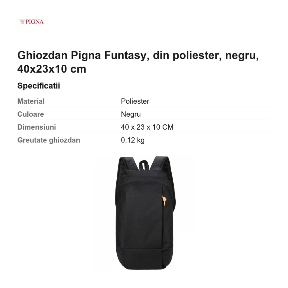 Ghiozdan Pigna Funtasy, din poliester, negru, 40x23x10 cm [3]