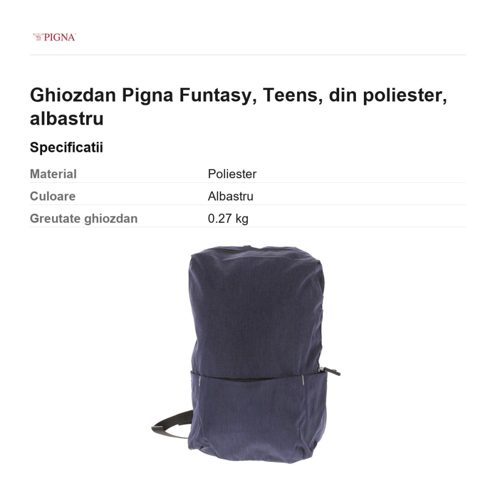 Ghiozdan Pigna Funtasy, din poliester, teens, albastru [3]