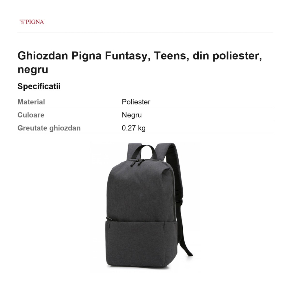 Ghiozdan Pigna Funtasy, din poliester, teens, negru [3]