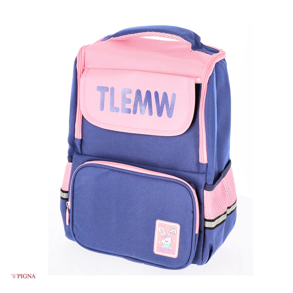 Ghiozdan Pigna Funtasy, pentru scoala generala, clasa 0 bleumarin roz 2 fermoare, albastru, 40x29x15 cm [4]