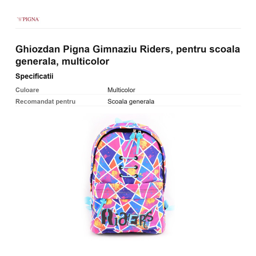 Ghiozdan Pigna, pentru scoala generala, riders, multicolor [3]