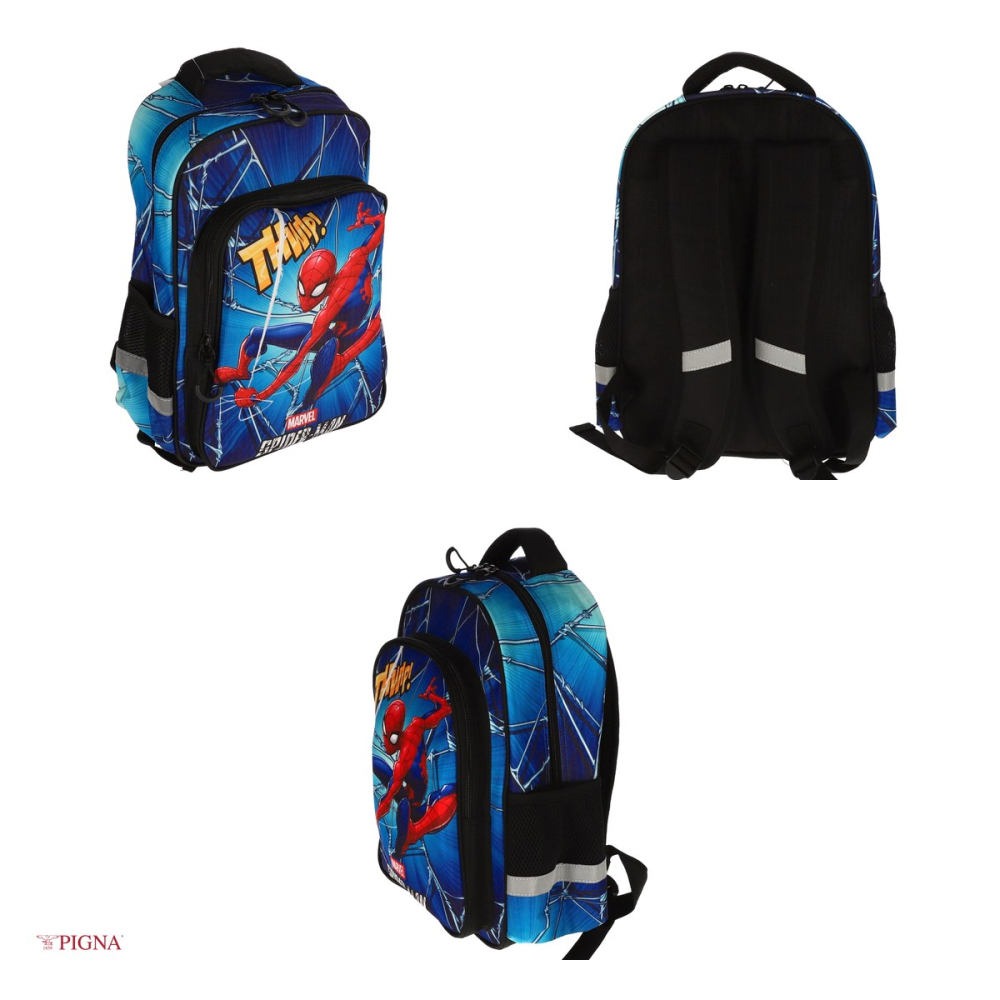 Ghiozdan Pigna Spider-Man, pentru prescolari, 2 fermoare, albastru [4]