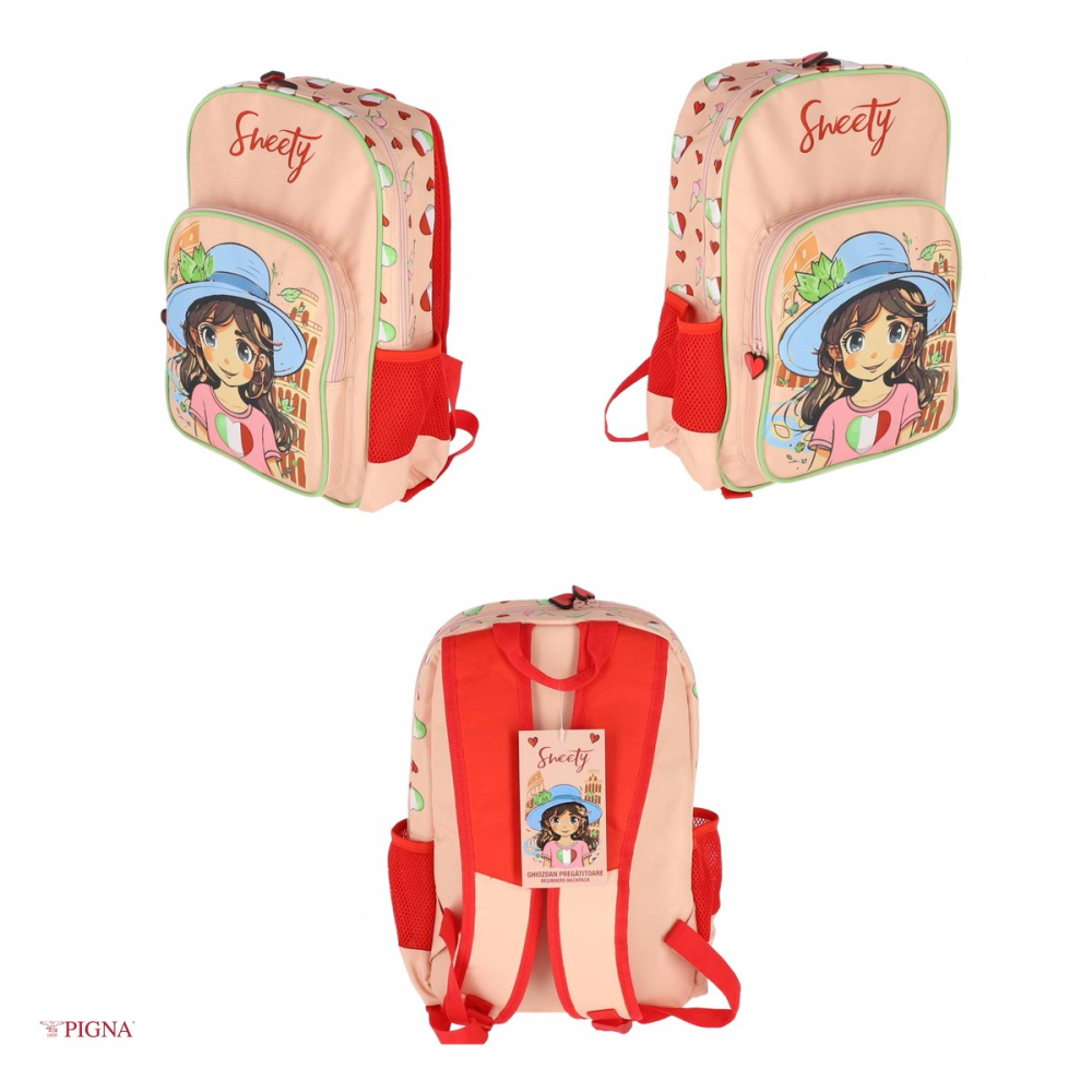 Ghiozdan Pigna Sweety, pentru prescolari, 3 fermoare, roz, 27x12 cm [4]