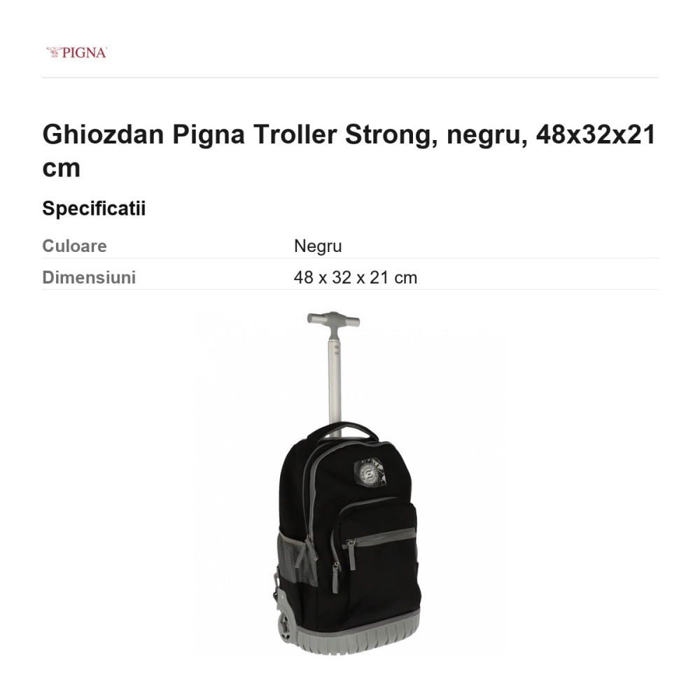 Ghiozdan Pigna Troller Strong, negru, 48x32x21 cm [3]