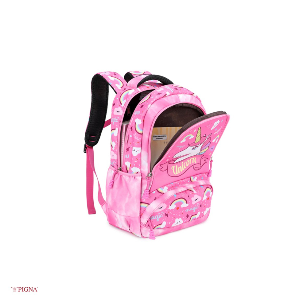 Ghiozdan Pigna Unicorn, pentru scoala generala, I-IV sf, roz, 29x13 cm [5]