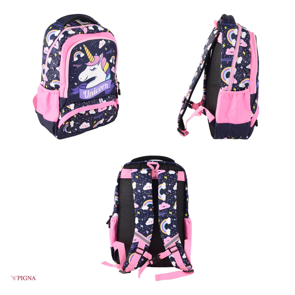 Ghiozdan Pigna Unicorn, pentru scoala generala, I-IV sf, roz-blue, 29x13 cm [4]