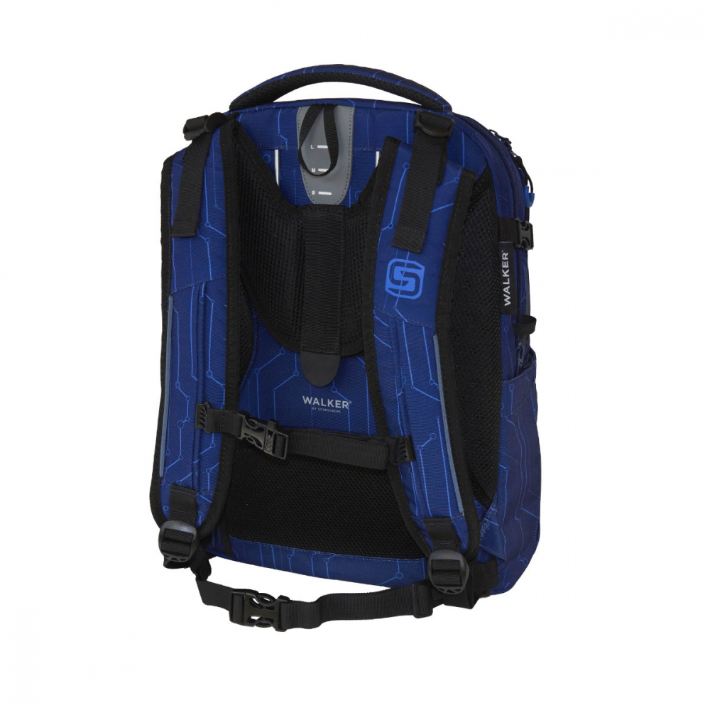 Ghiozdan scolar pentru adolescenti, Campus Evo 2.0 Cyber Blue, produs Walker by Schneiders, 32 x 45 x 20 cm, albastru [2]