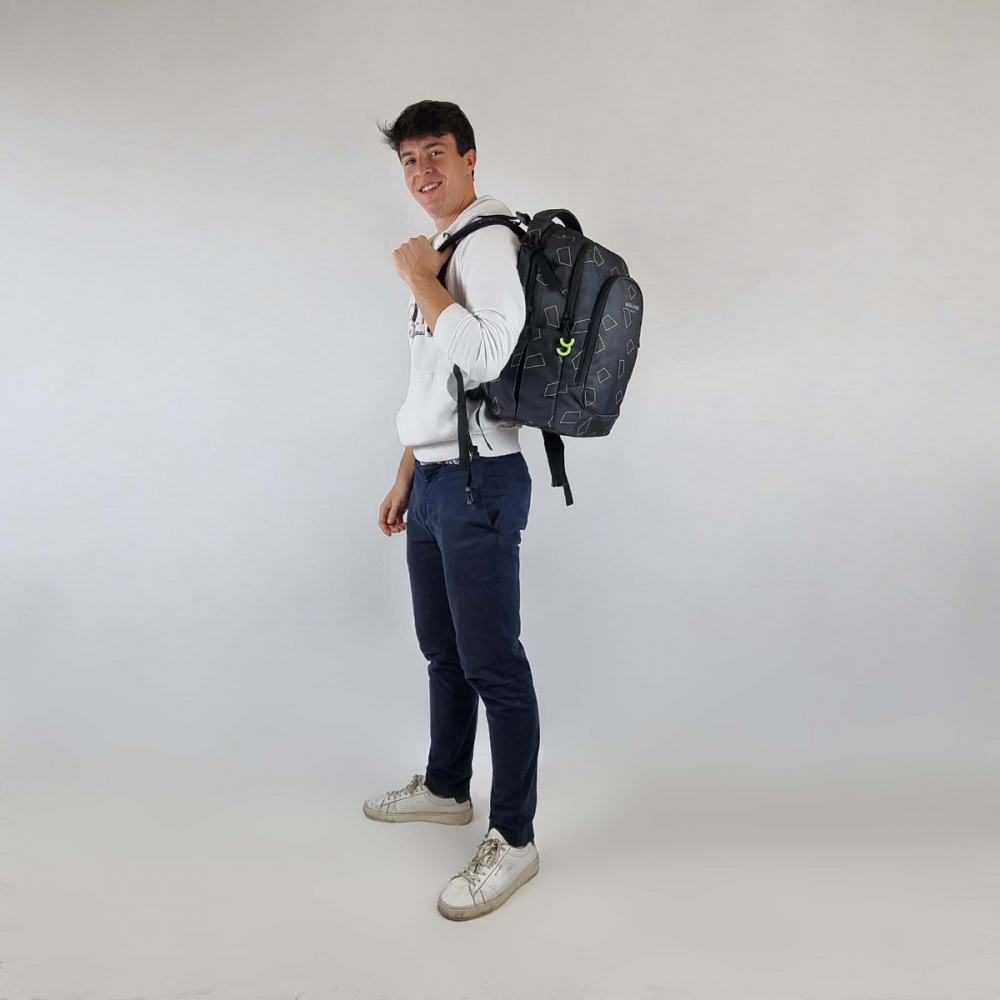 Ghiozdan scolar pentru adolescenti, Campus Evo 2.0 Green Polygon, produs Walker by Schneiders, 32 x 45 x 20 cm, verde [3]