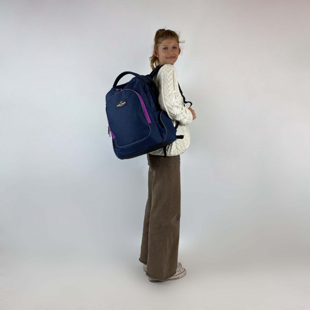 Ghiozdan scolar pentru adolescenti, Campus Evo Blue Ivy Pink, produs Walker by Schneiders, 32 x 46 x 21 cm, albastru-roz [3]