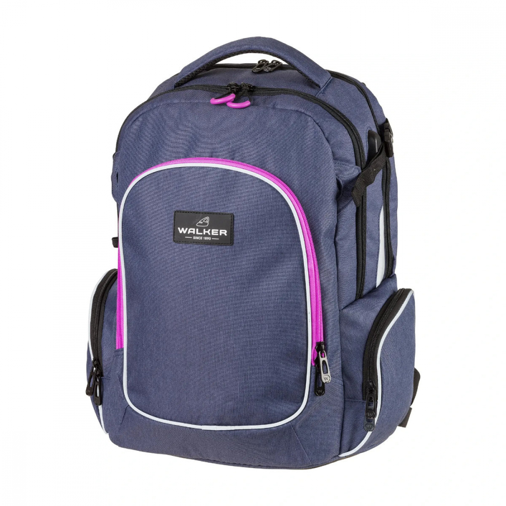 Ghiozdan scolar pentru adolescenti, Campus Evo Blue Ivy Pink, produs Walker by Schneiders, 32 x 46 x 21 cm, albastru-roz [1]