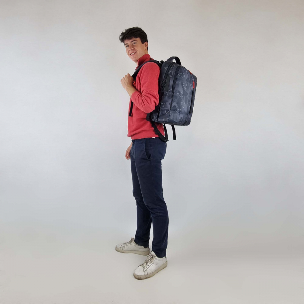Ghiozdan scolar pentru adolescenti, Elite 2.0 Grey Polygon, produs Walker by Schneiders, 32 x 46 x 20 cm, gri [3]
