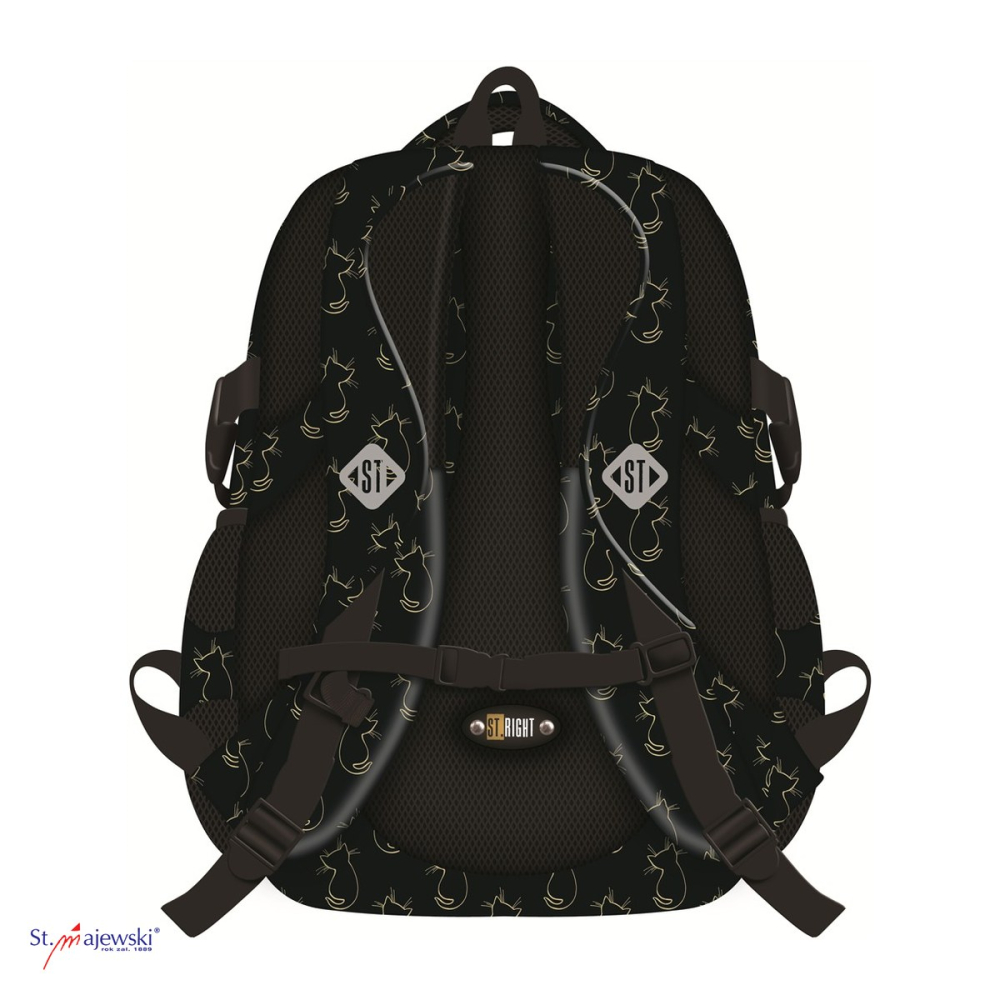 Ghiozdan St.Majewski St.Right BP-01 Golden Cats pentru clasele V-VIII, 43x32x21 cm, 23 l, negru [4]