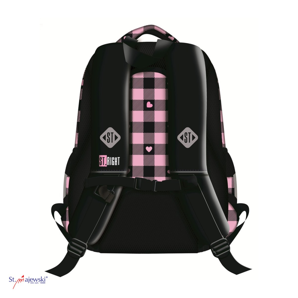 Ghiozdan St.Majewski St.Right BP-26 Pink Checkered pentru clasa 0, 39x27x17 cm, 20 l [4]