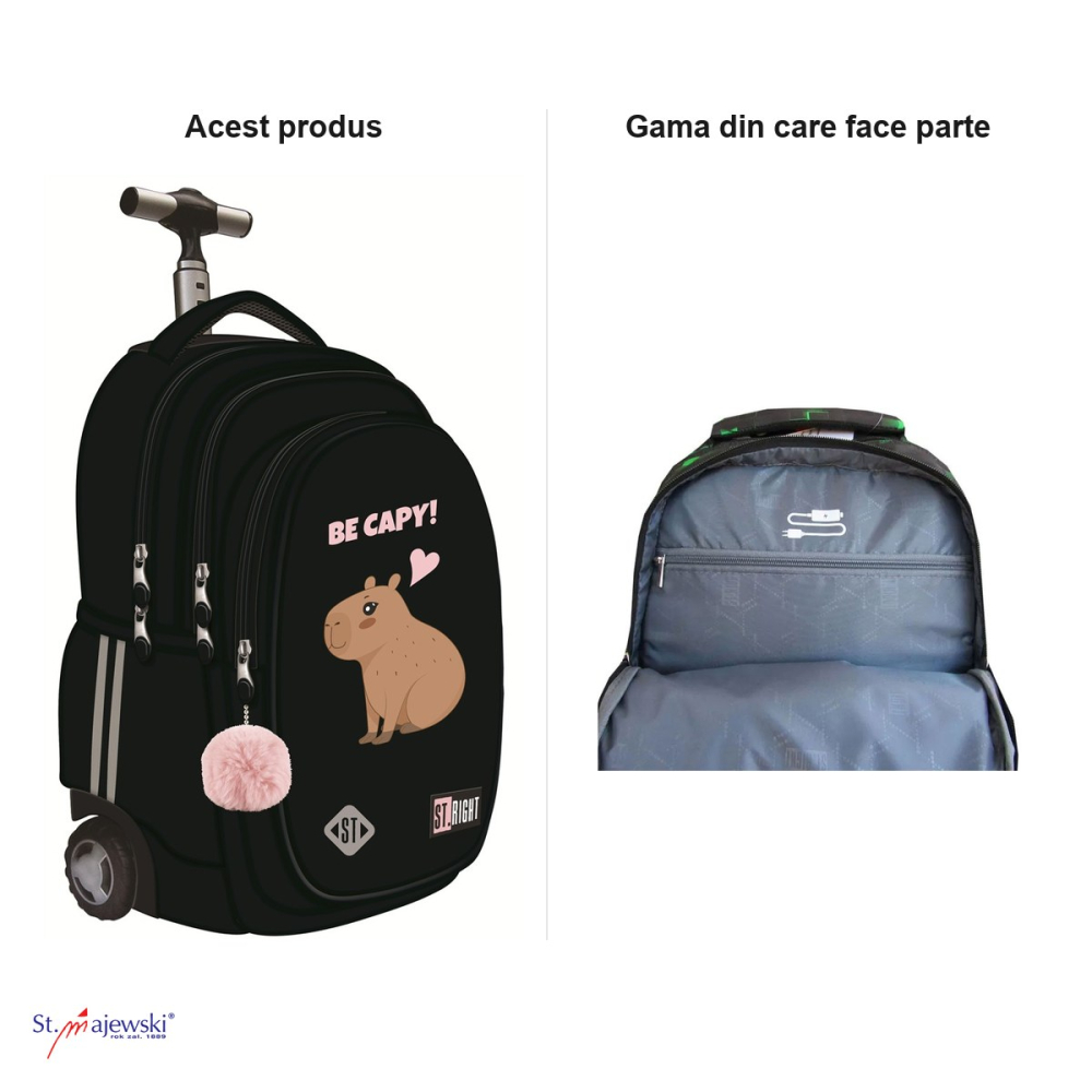 Ghiozdan troller St.Majewski St.Right TB-01 Be Capy, 44x32x25 cm, 26 l, negru [6]