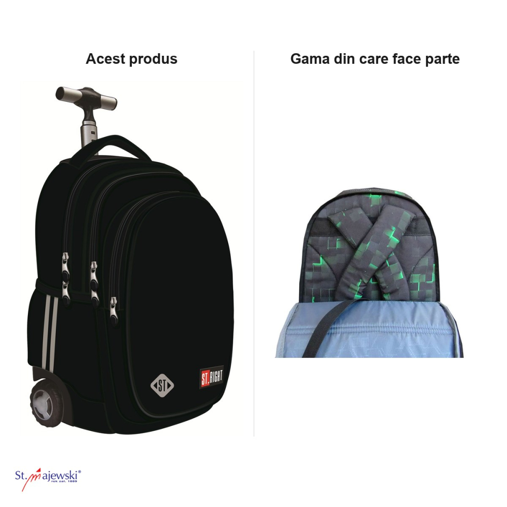 Ghiozdan troller St.Majewski St.Right TB-01 St.Black, 44x32x25 cm, 26 l, negru [5]