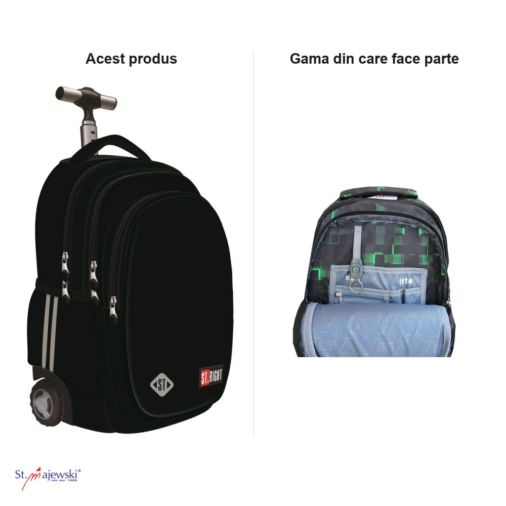 Ghiozdan troller St.Majewski St.Right TB-01 St.Black, 44x32x25 cm, 26 l, negru [7]