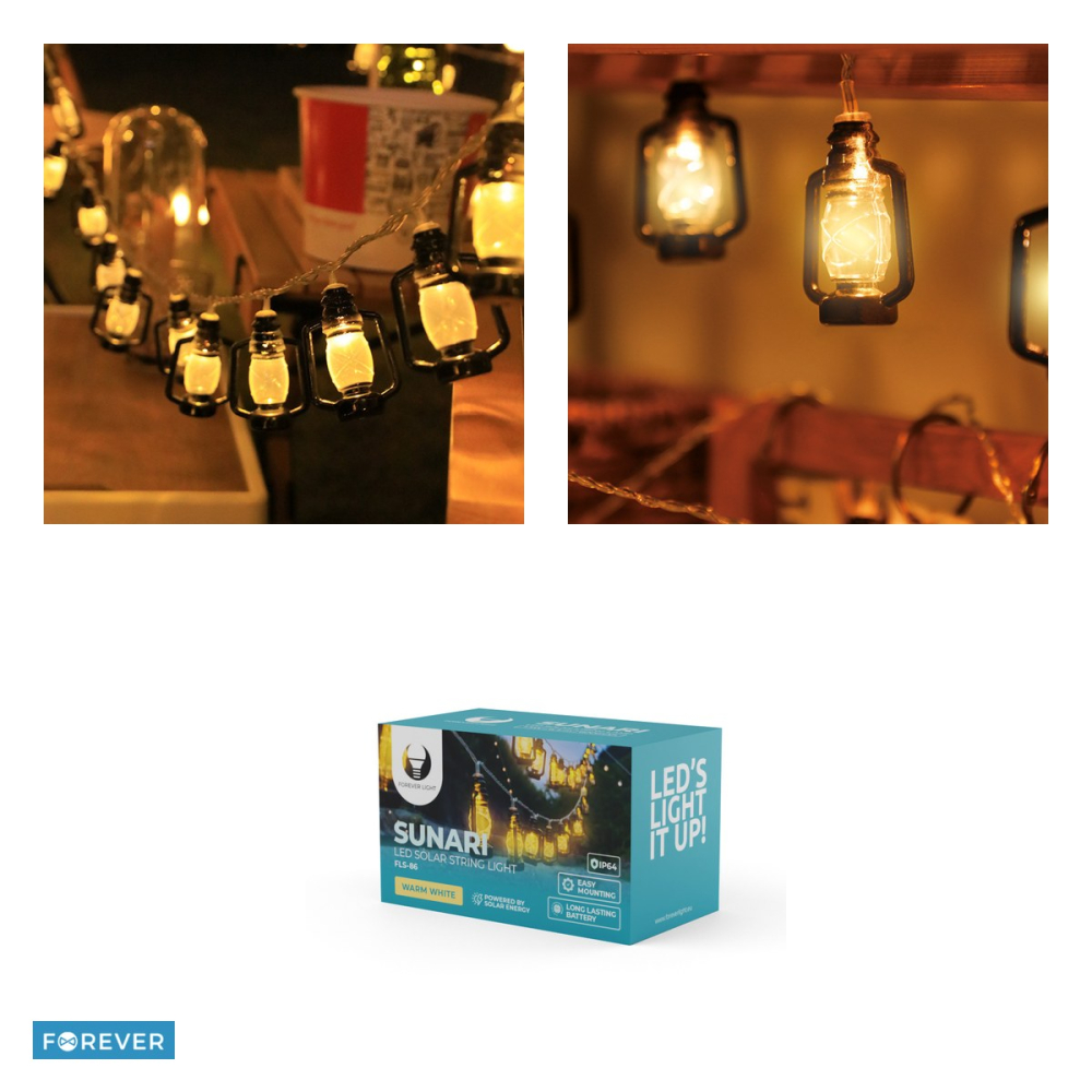 Ghirlanda luminoasa solara, Forever LED string Lanterns Sunari FLS-86, 30LED in forma de felinar retro, lungime 6.5m, IP64, acumulator 600 mAh [4]