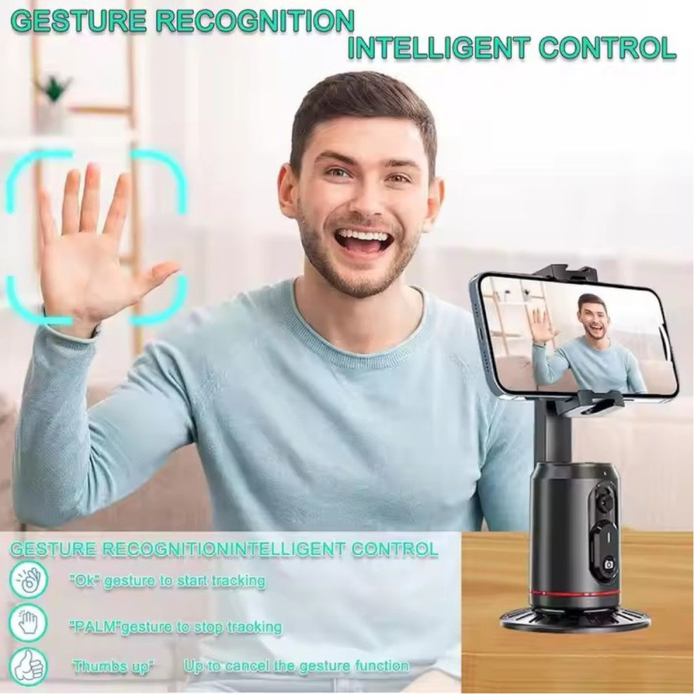 Gimbal Tripod AI360, cu Face Tracking AI, Rotire 360°, Control Gestural pentru Vlogging, Live Stream, Yoga, Fitness, Functionare fara Aplicatie [4]