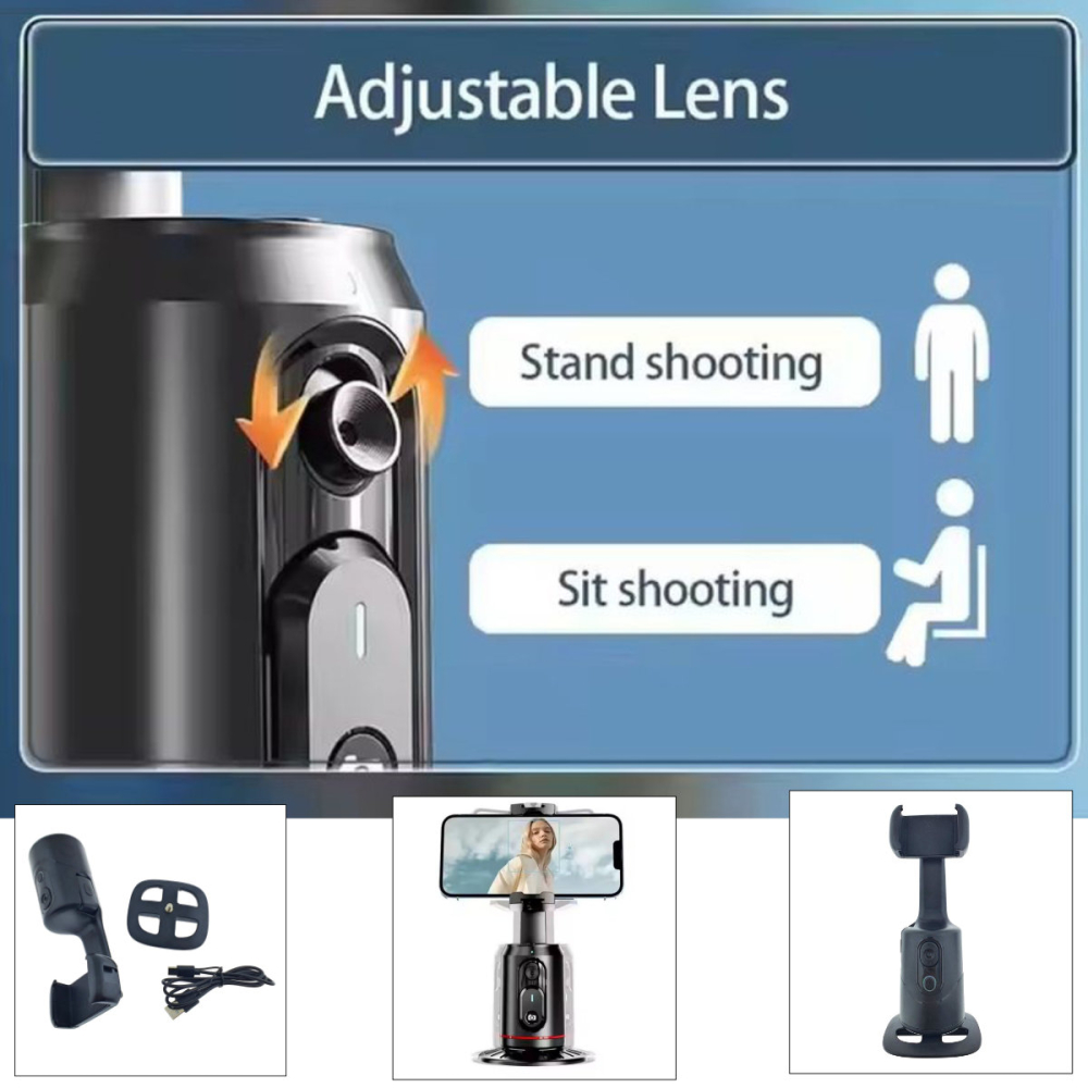 Gimbal Tripod AI360, cu Face Tracking AI, Rotire 360°, Control Gestural pentru Vlogging, Live Stream, Yoga, Fitness, Functionare fara Aplicatie [6]