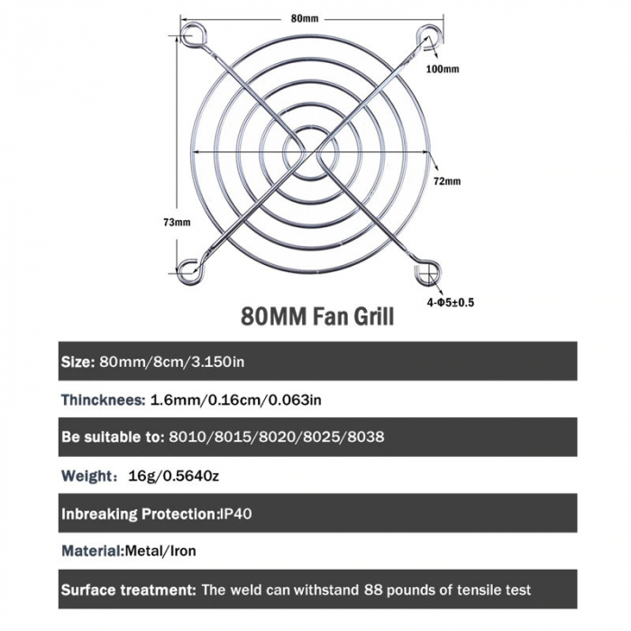 Grila de protectie ventilator 80 mm, din otel, argintie [7]