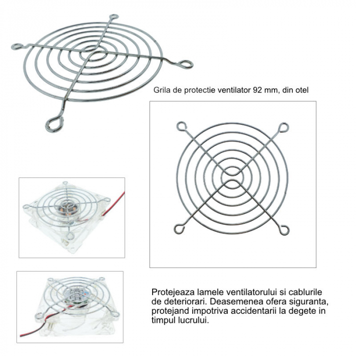 Grila de protectie ventilator 92 mm, din otel, argintie [4]