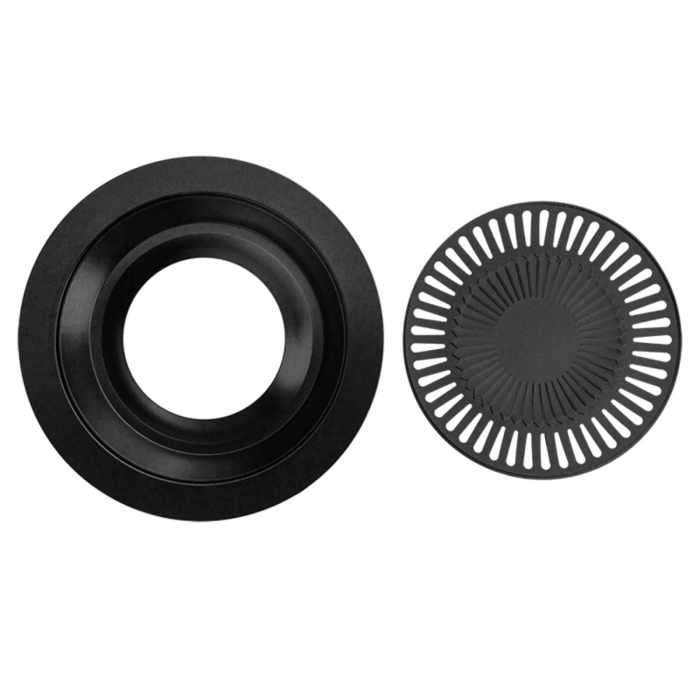 Grill pentru aragaz, antiaderent, cu suport scurgere grasime, rotund, diametru 32cm, 24557, negru [2]