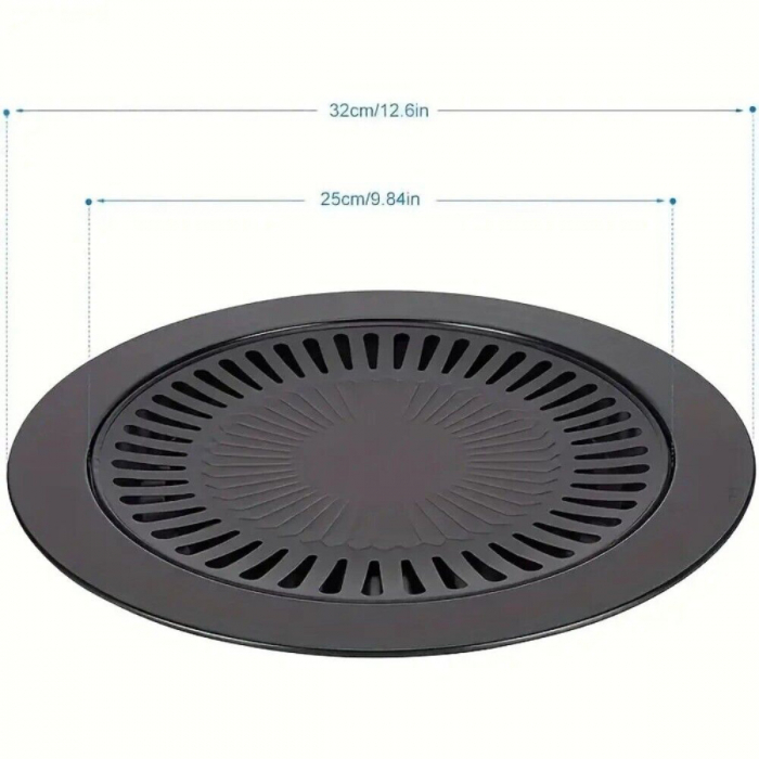 Grill pentru aragaz, antiaderent, cu suport scurgere grasime, rotund, diametru 32cm, 24557, negru [4]