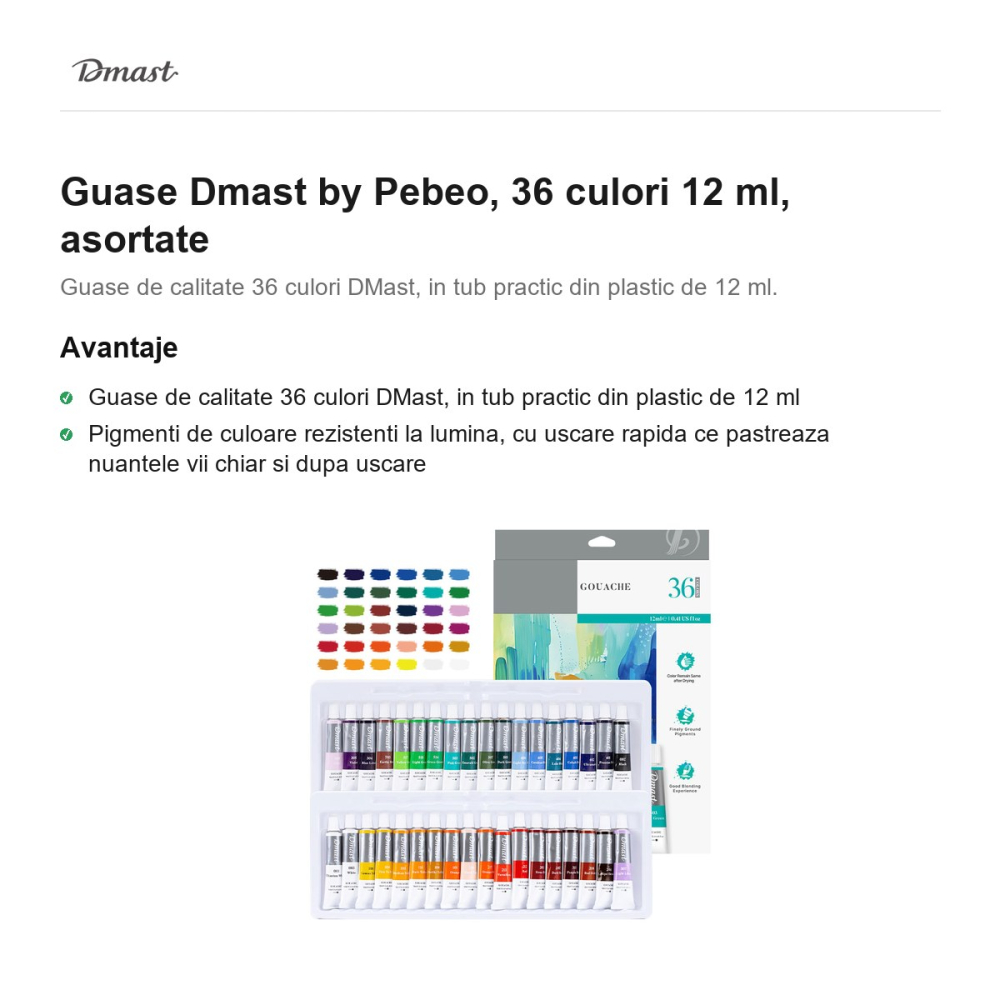 Guase Dmast by Pebeo, 36 culori 12 ml, asortate [2]