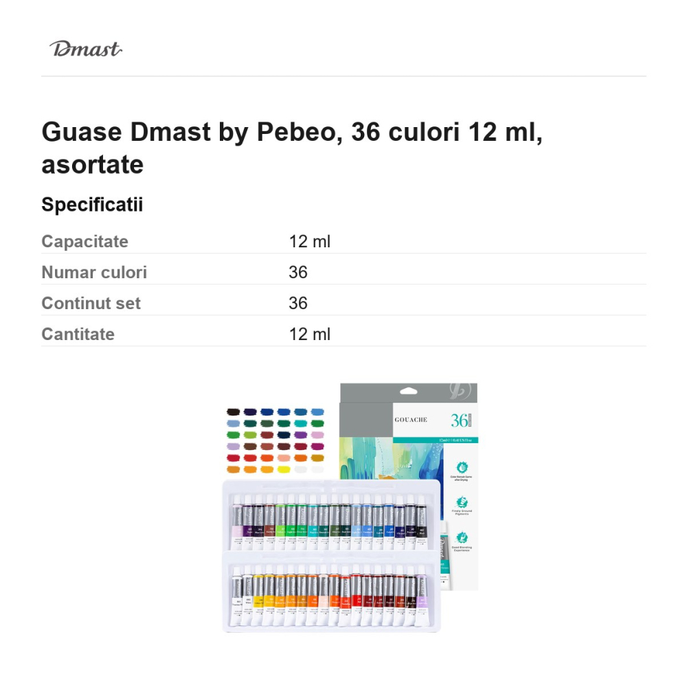 Guase Dmast by Pebeo, 36 culori 12 ml, asortate [3]