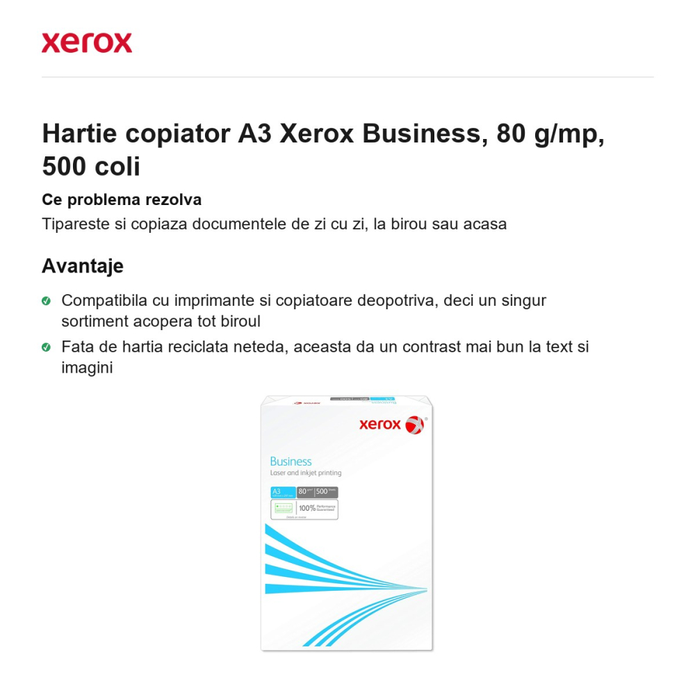 Hartie copiator A3 Xerox Business, 80 g/mp, 500 coli [2]
