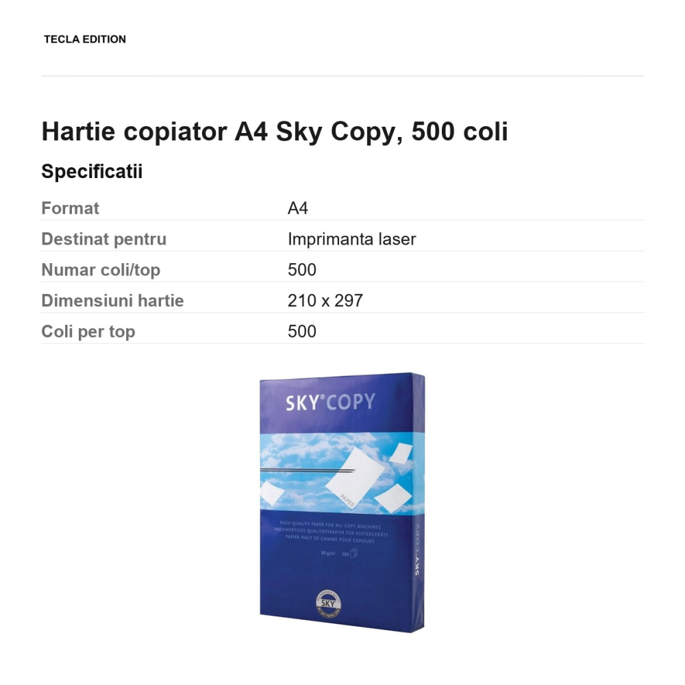Hartie copiator A4 Sky Copy, 500 coli [3]
